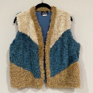 Pleasant Pheasant Faux Fur Color Block Vest